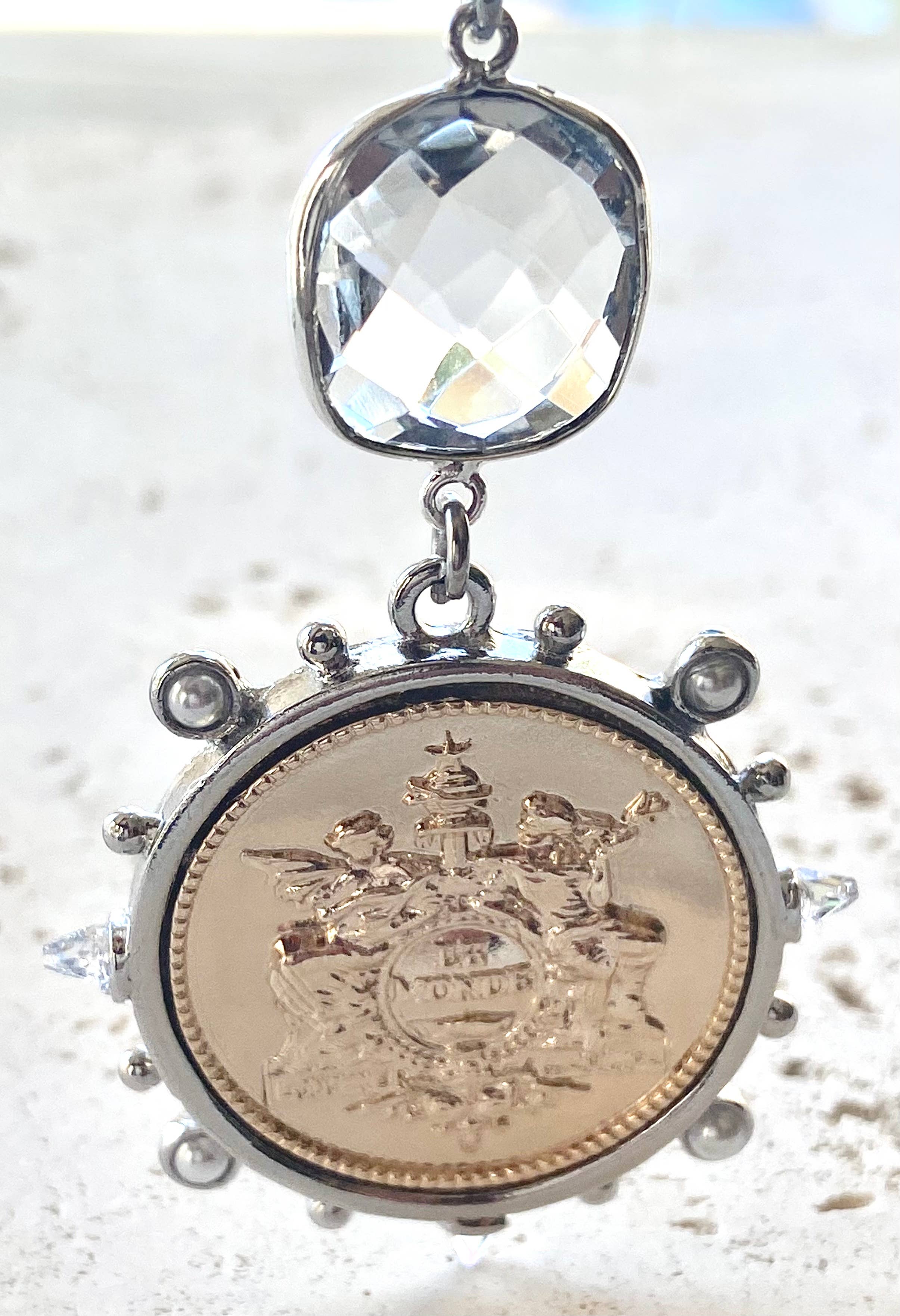 Coin with Crystal Necklace