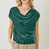 61197 Velvet Cowl Neck Top