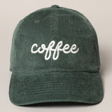'COFFEE' Embroidered Corduroy Hat