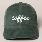 'COFFEE' Embroidered Corduroy Hat