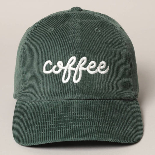 'COFFEE' Embroidered Corduroy Hat