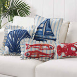 Coastal Sardines Tufted Hook Pillow