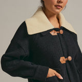 Toggle Front Knit Jacket With Contrast Collar