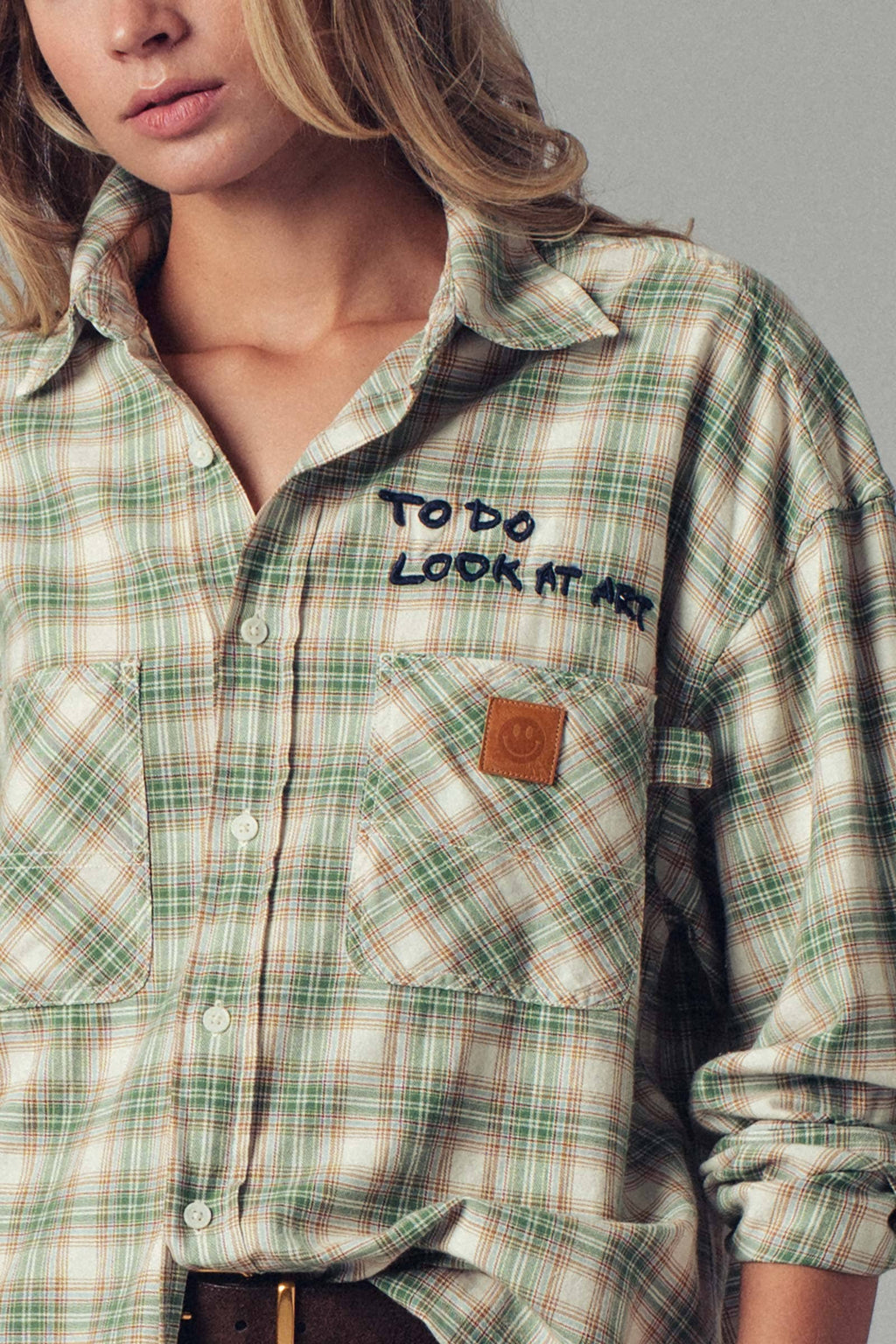 "TO DO: LOOK AT ART" Embroidered Boho Top