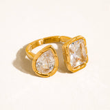 Serréa 18K Gold Non-Tarnish CZ Adjustable Ring