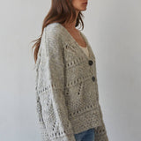 W2624 | Knit Sweater Buttondown Long Sleeve Crochet Cardigan