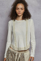 Eyelet Panel Rib Knit Top