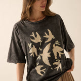 Vintage Birds Oversized Graphic Tee