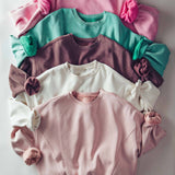 Crew Neck Comfort Washed  Spring Sweatshirt