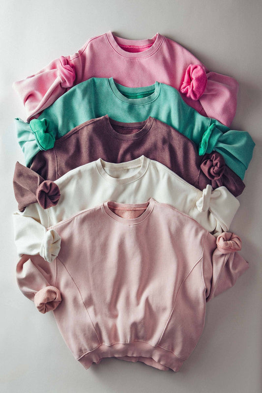 Crew Neck Comfort Washed  Spring Sweatshirt