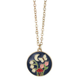 Evening Garden Round Enamel Gold Necklace