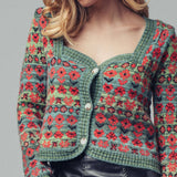 Vintage Floral Jacquard Knit Cardigan