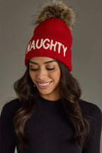 "Naughty" Knit Pom Hat