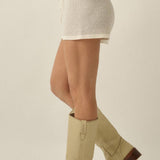 Striped Knit Wide-Leg Drawstring Sweater Shorts
