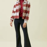 60367 Plaid Printed Jacket