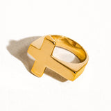 Truth 18K Gold Non-Tarnish Cross Ring
