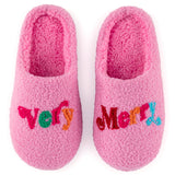 "VERY MERRY" SLIPPERS, PINK