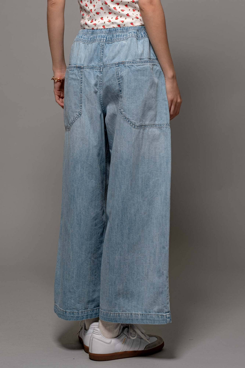 Coastal Breeze Wide-Leg Cropped Denim Pants