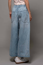 Coastal Breeze Wide-Leg Cropped Denim Pants