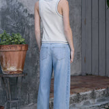 Contrast Stitch Fish Patch Rib Tank - RTK1094