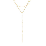 Layered Gold Shimmer Y Lariat Necklace - Waterproof