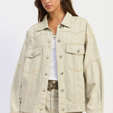 OVERSIZED TWILL BUTTON UP JACKET