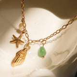 Bonbon 18K Gold Non-Tarnish Pearl and Shell Charm Necklace