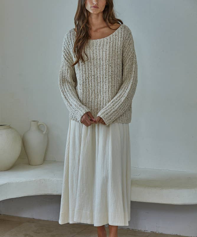 W2369 | Knit Sweater Cotton Polyester Oversized Top