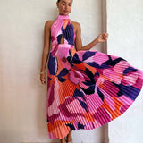 Halter Neck Pleated Dress