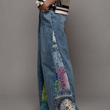Paisley Bandana Print Denim Jeans