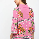 FRONT NECK TIE PRINT KNIT SWEATER FW10530