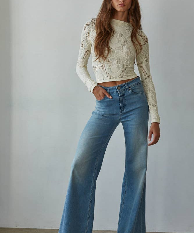 Knit Seamless Jacquard Mock Neck Long Sleeve