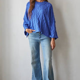 Quarter Sleeve Loose Cable Knit Sweater