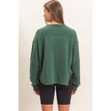 Mineral Wash Overzised Raw Edge Crew Neck Top