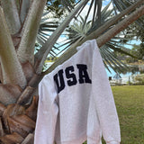 Pearl Grey Navy Blue Polka Dot USA Mockneck Sweatshirt