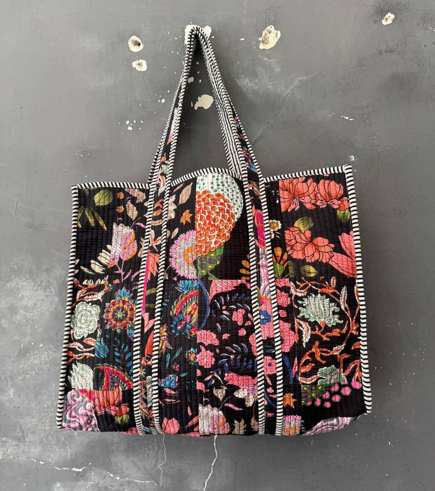 Floral Paisley Print Cotton Tote Bag