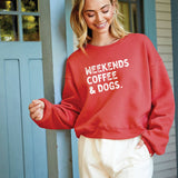 weekends, coffee, and dogs crewneck