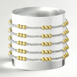 Silver Beaded Bracelets-Trio, Mixed Metals, Gilded Stretch