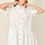 AJD5934 SHORT SLEEVE COTTON SHIRTS DRESS