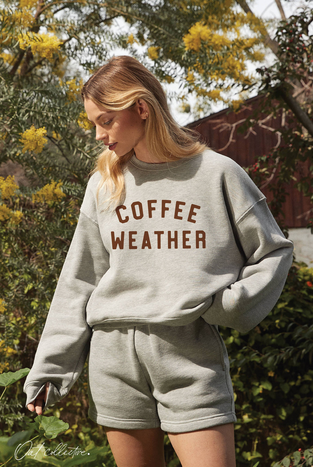 "COFFEE WEATHER" Cropped Sweatshirt