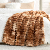 CB Striped Faux Fur Warm Plush Throw Blanket, Tie-dye Color