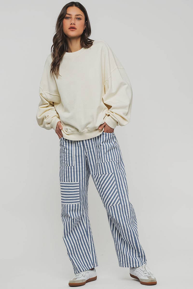Railroad Striped Patch Pocket Spring Utility Pants