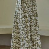 Woven Cotton Floral Print Flare Maxi Skirt