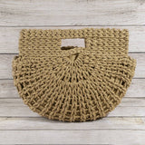 Open Weave Paper Straw Half Moon Hobo Bag