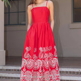Scalloped Eyelet Embroidered Midi Dress