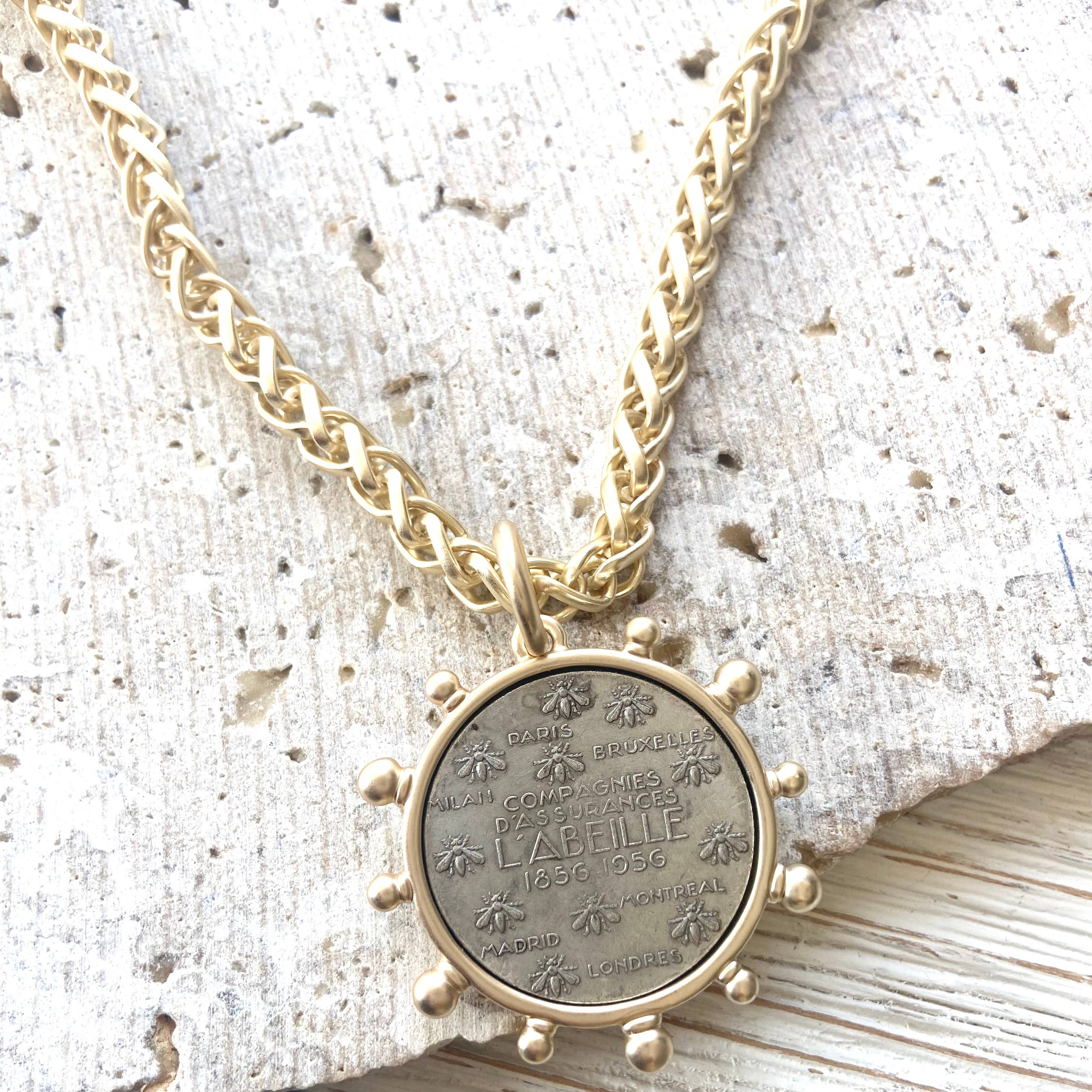 Matte Gold Coin Necklace
