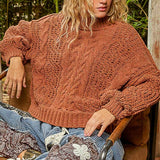 Mock Neck Cable Knit Sweater