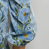 Vintage Floral Artisan Embroidered Twill Jogger Pants