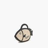 Black Trim Fish Raffia Handheld Clutch