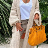 "Love & Peace" Exposed Seam Knit Cardigan